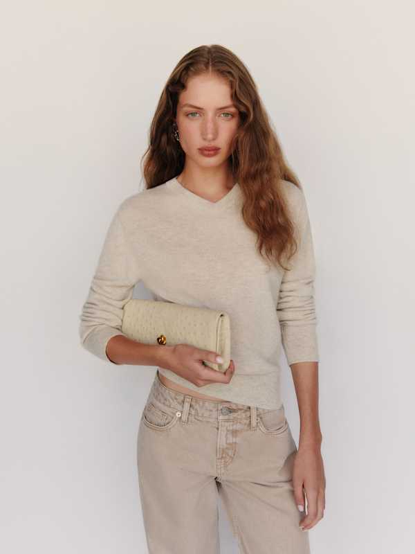 Landon Cashmere V-Neck - Limestone