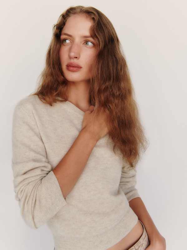 Landon Cashmere V-Neck - Limestone