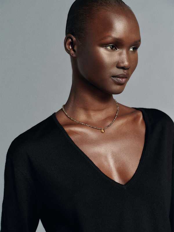 Micah V-Neck Sweater Top - Black