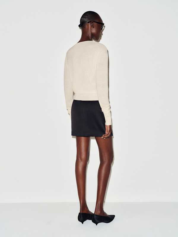 Micah V-Neck Sweater Top - Cream