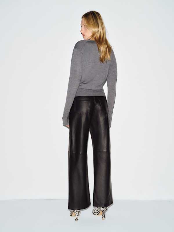 Micah V-Neck Sweater Top - Mid Grey
