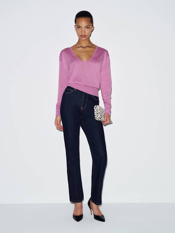 Micah V-Neck Sweater Top - Narcissus