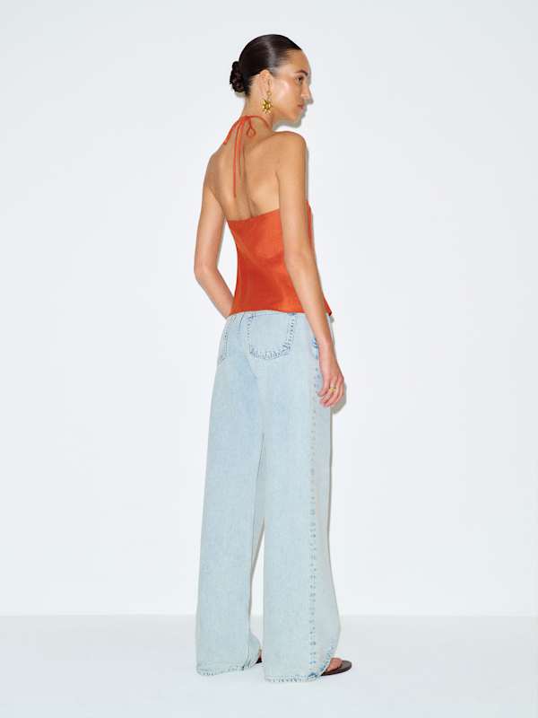 Rosana Linen Top - Chili Mango