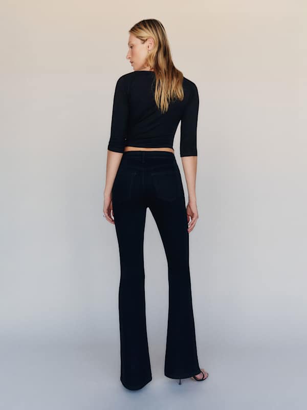 Taya Super Stretch High Rise Flare Jeans - Black