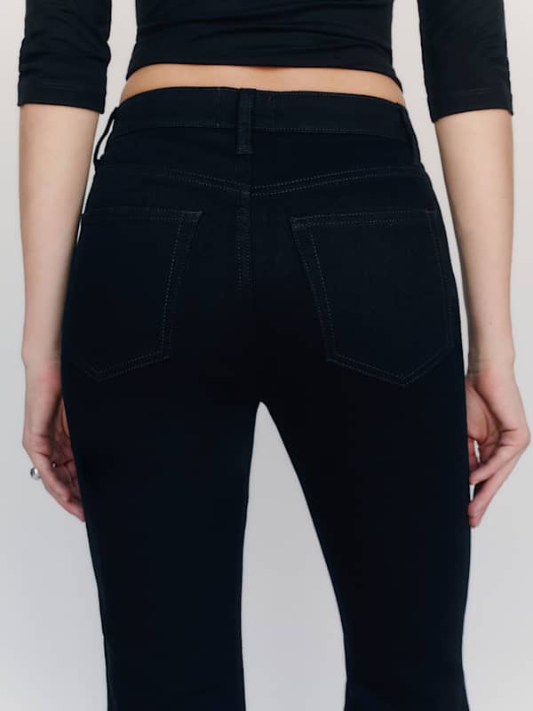 Taya Super Stretch High Rise Flare Jeans - Black