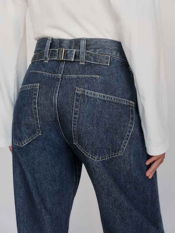 Ethan Low Rise Buckle Back Baggy Jeans - Titan