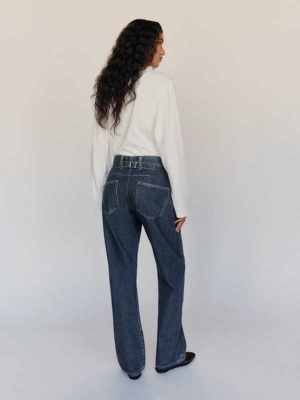 Ethan Low Rise Buckle Back Baggy Jeans - Titan