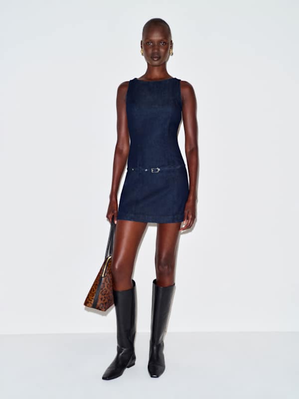 Robe courte en jean Alexis - Biarritz &agrave; ceinture