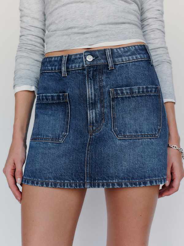 Cristina Stretch Mid Rise Denim Skirt - Anguilla