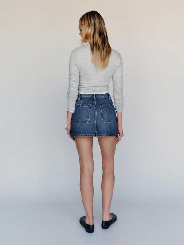 Cristina Stretch Mid Rise Denim Skirt - Anguilla
