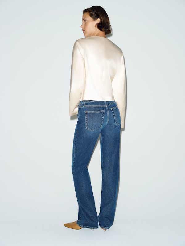 Stella Cropped Satin Jacket - Fior Di Latte