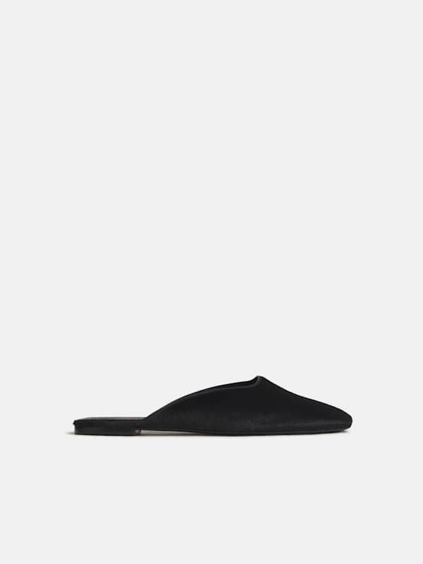 Inez Flat Mule - Black Haircalf