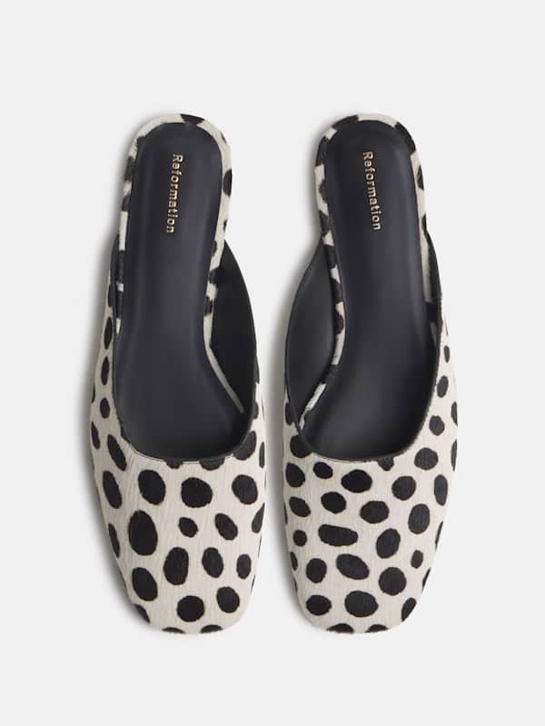 Inez Flat Mule - Dalmatian Haircalf