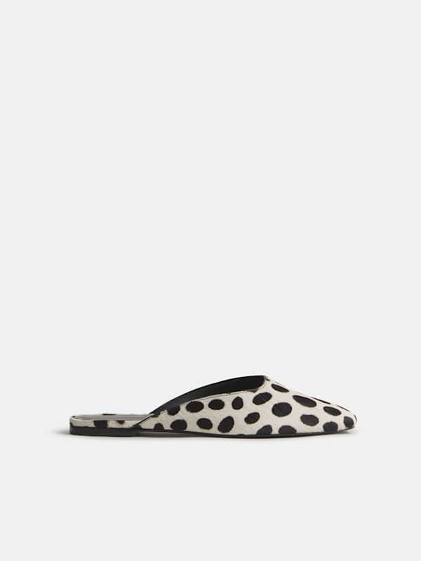 Inez Flat Mule - Dalmatian Haircalf