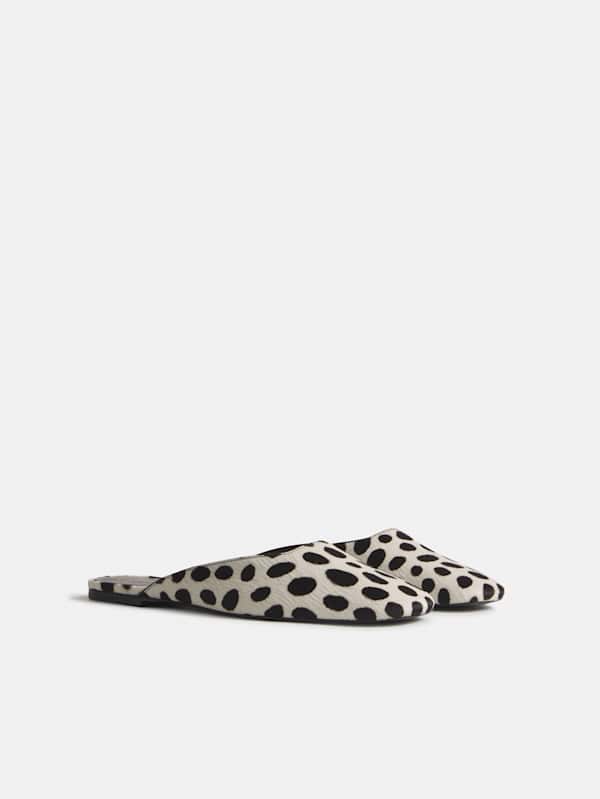 Inez Flat Mule - Dalmatian Haircalf