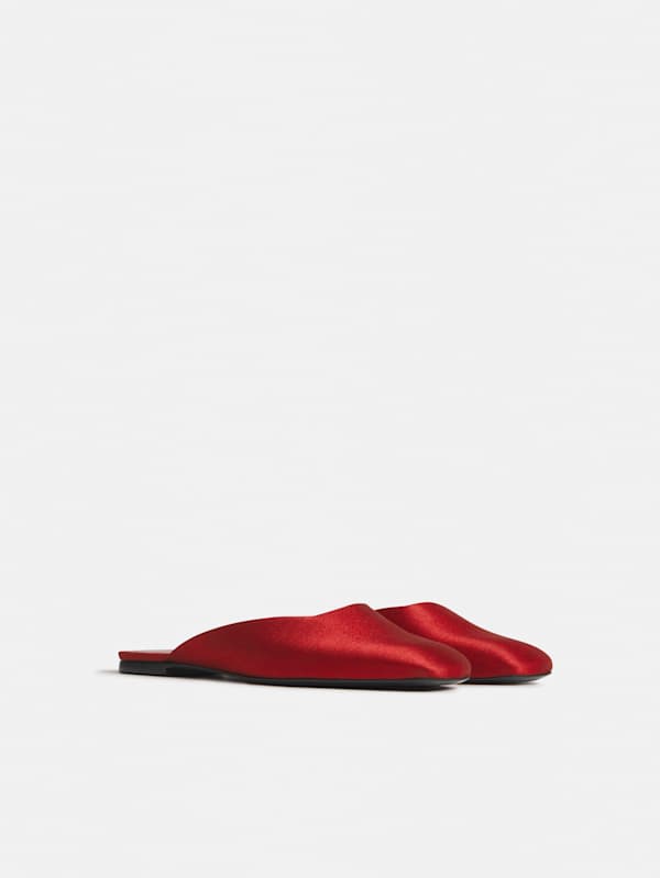 Inez Flat Mule - Red Textile
