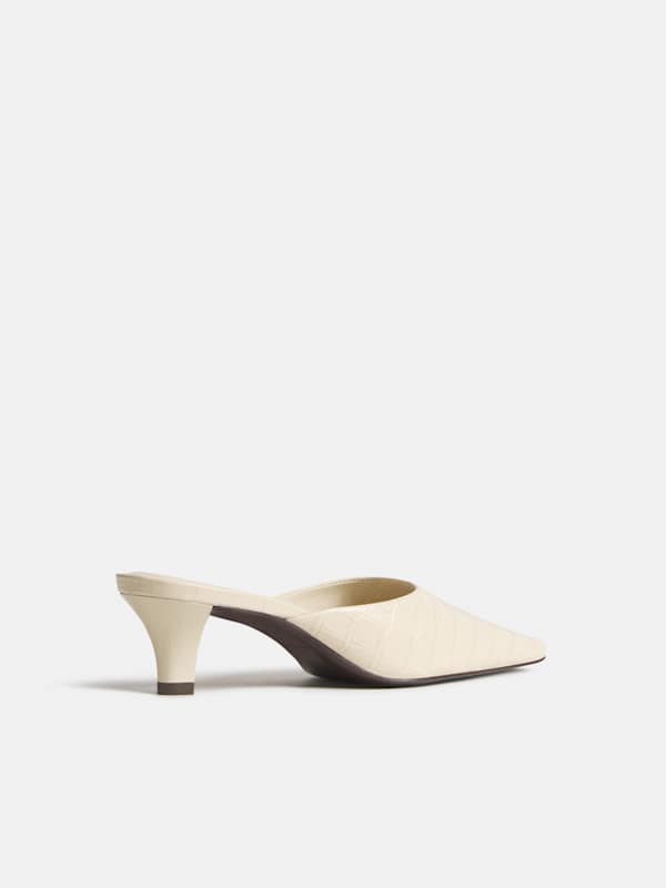Jeanne Heeled Mule - Almond Croc