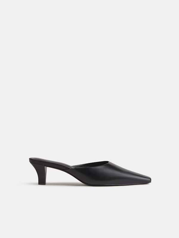 Jeanne Heeled Mule - Black Leather