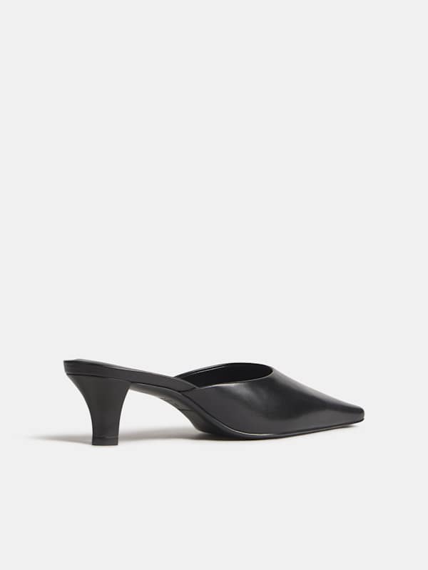 Jeanne Heeled Mule - Black Leather