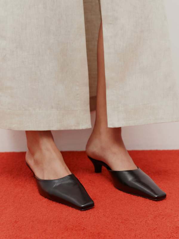 Jeanne Heeled Mule - Black Leather