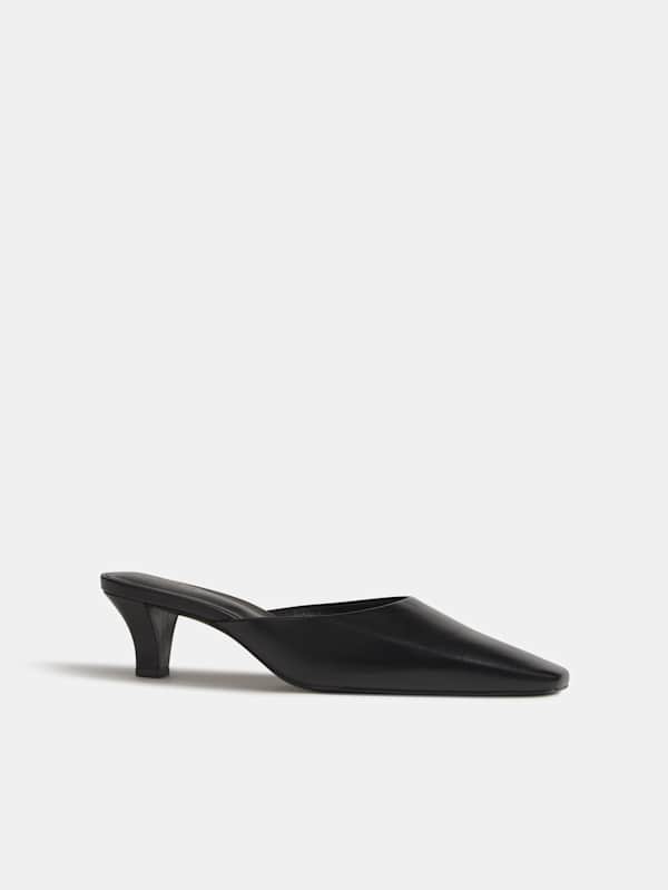 Jeanne Heeled Mule - Black Leather