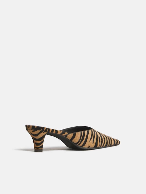 Jeanne Heeled Mule - Warm Tiger Haircalf