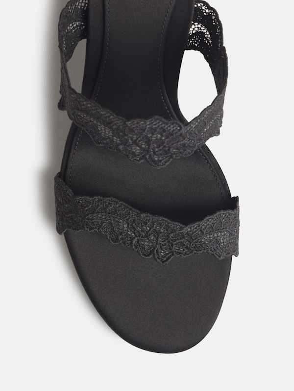 Fiorella Wedge Sandal - Black Satin