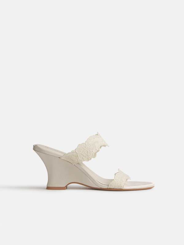 Fiorella Wedge Sandal - Fior Di Latte Satin
