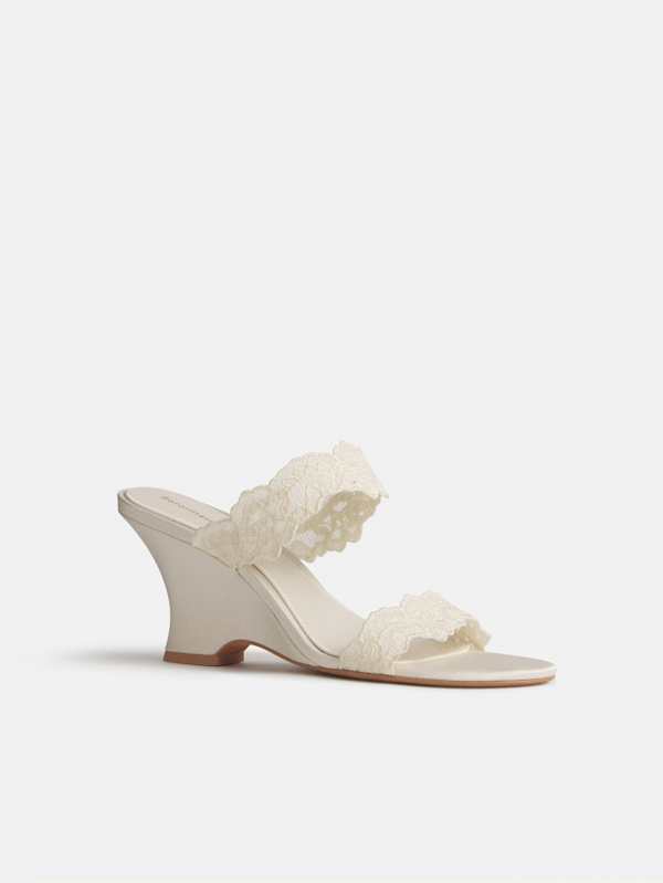 Fiorella Wedge Sandal - Fior Di Latte Satin