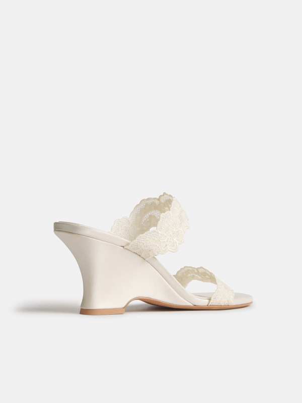 Fiorella Wedge Sandal - Fior Di Latte Satin