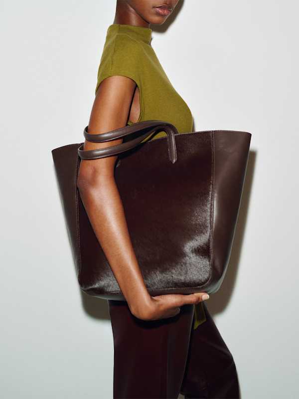 Paloma North South Tote - Espresso Haircalf