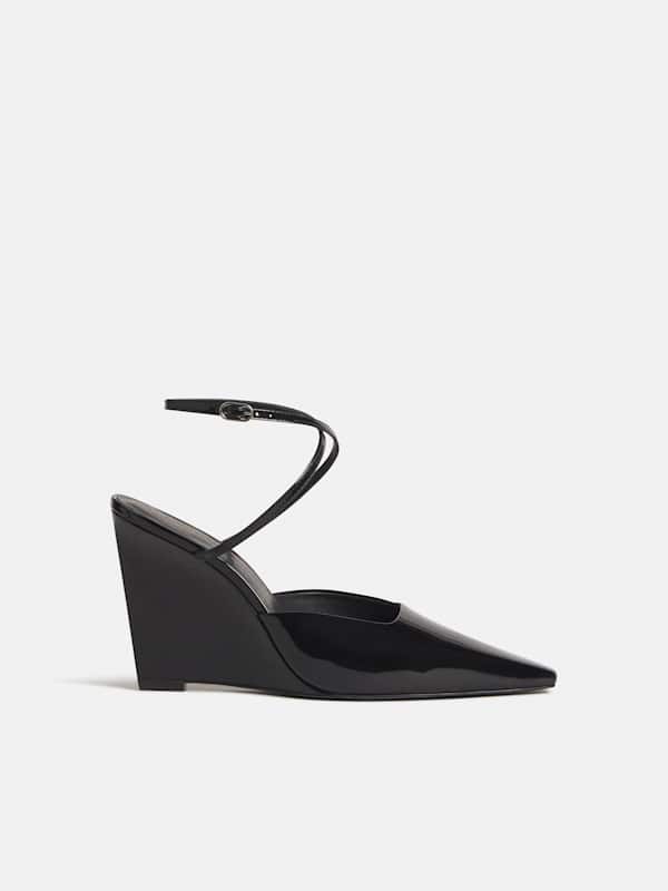Natasha Wedge - Black Patent