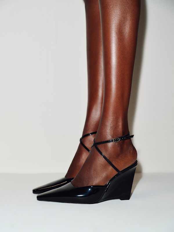 Natasha Wedge - Black Patent