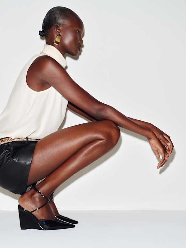 Natasha Wedge - Black Patent