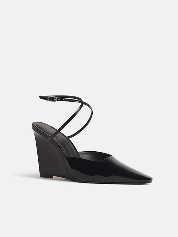 Natasha Wedge - Black Patent