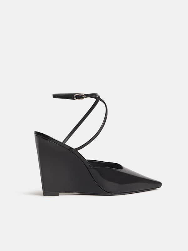 Natasha Wedge - Black Patent