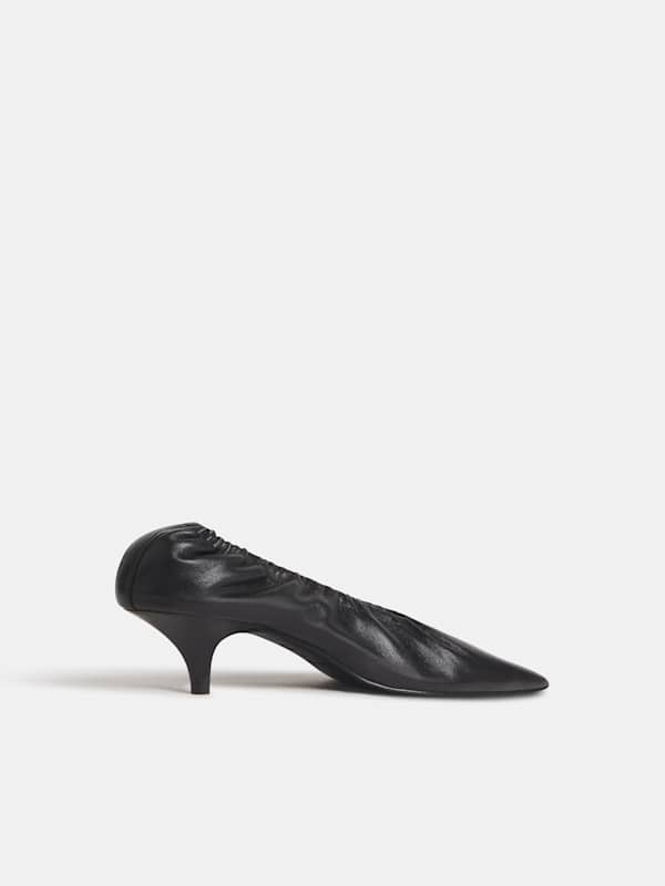 Calista Scrunch Heel - Black Leather