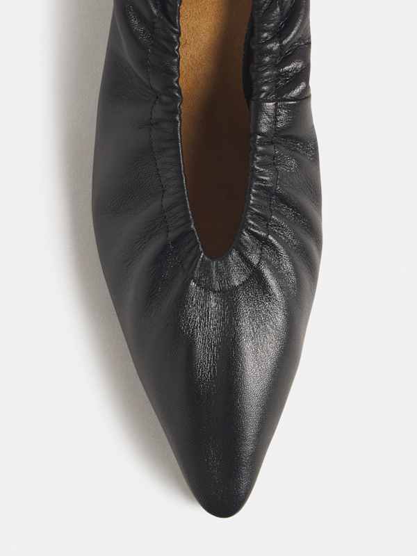 Calista Scrunch Heel - Black Leather