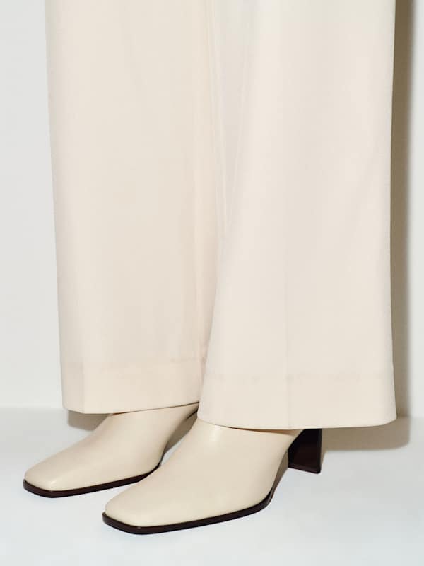 Claudette Heeled Mule - Almond Leather