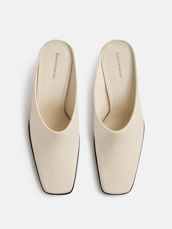 Claudette Heeled Mule - Almond Leather
