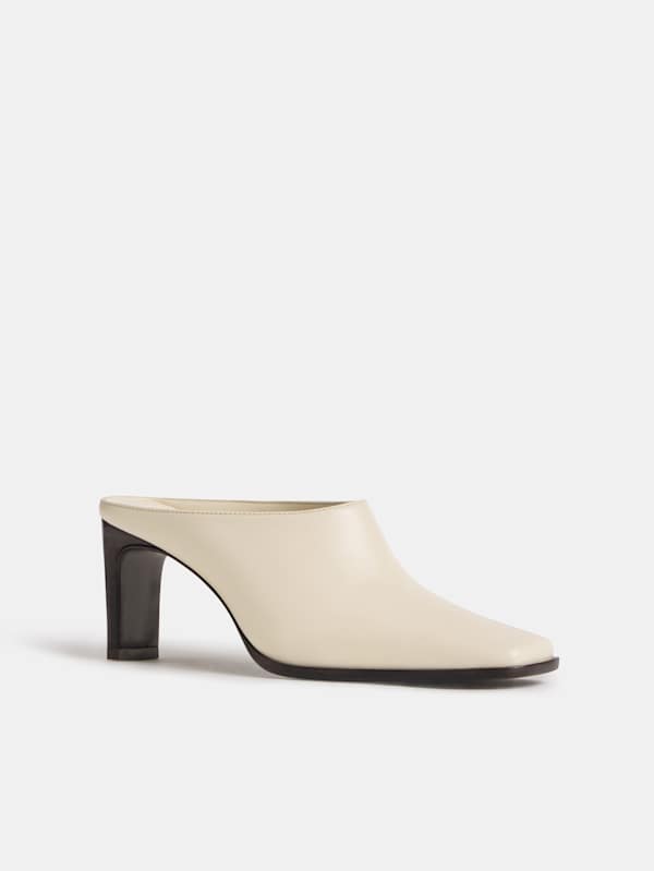 Claudette Heeled Mule - Almond Leather