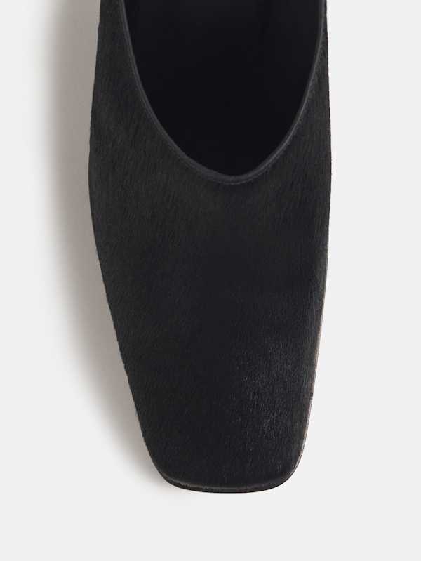 Claudette Heeled Mule - Black Haircalf