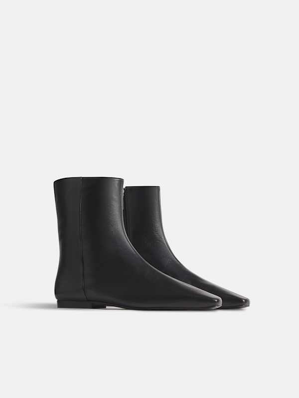 Remy Flat Ankle Boot - Black Leather