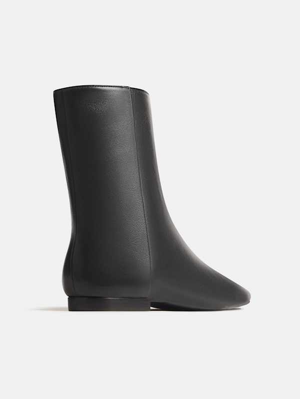 Remy Flat Ankle Boot - Black Leather