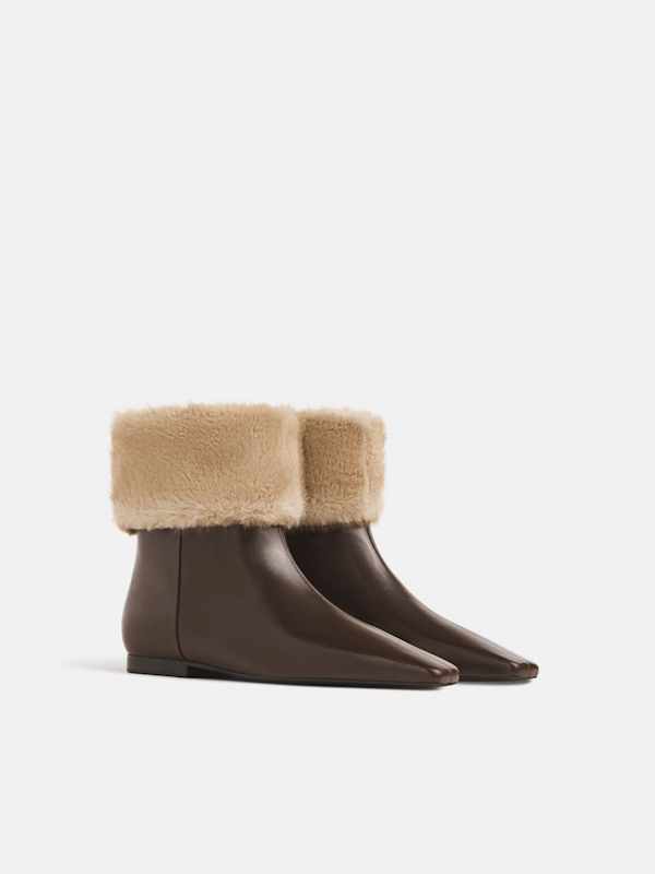 Remy Flat Ankle Boot - Espresso Leather Sable Fur