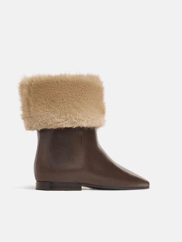 Remy Flat Ankle Boot - Espresso Leather Sable Fur