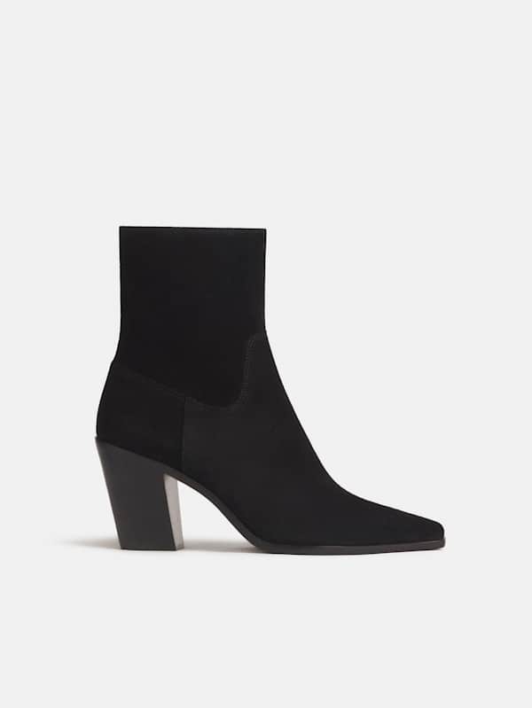 Dominique High Ankle Boot - Black Suede