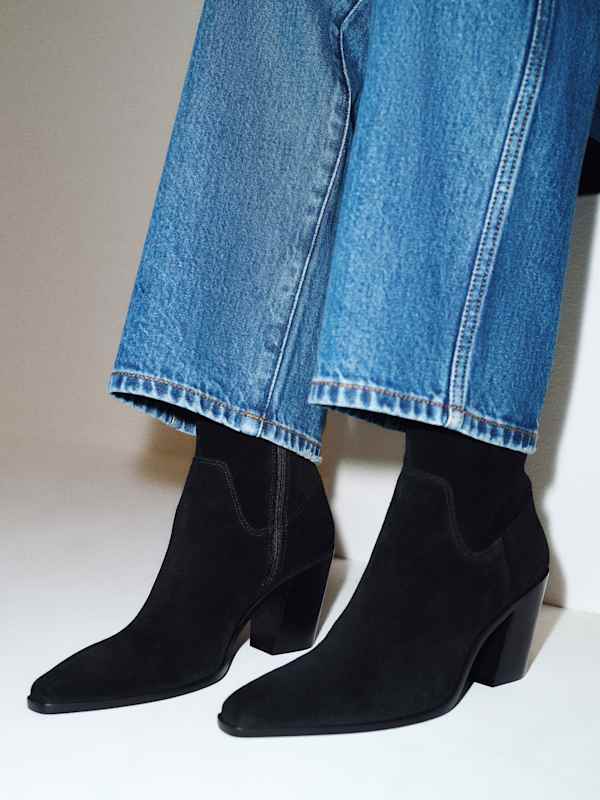 Dominique High Ankle Boot - Black Suede