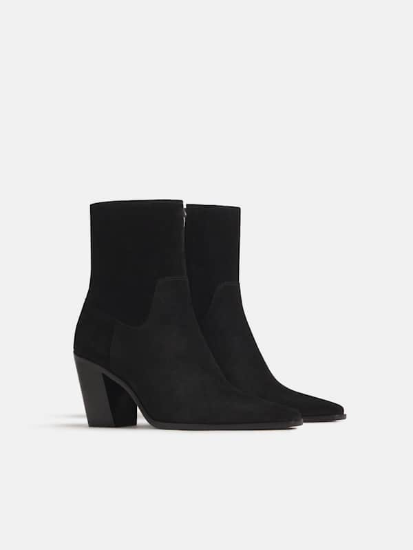 Dominique High Ankle Boot - Black Suede