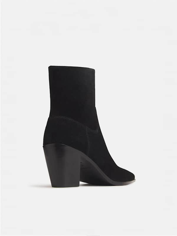 Dominique High Ankle Boot - Black Suede